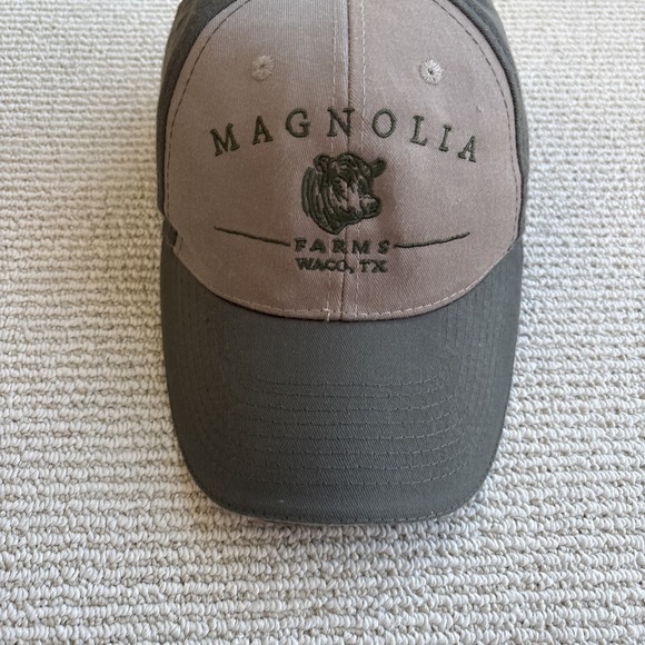 Magnolia Farms Hat Cap Strap Back Green Tan Embroidered Waco Texas Cattle - Picture 2 of 7